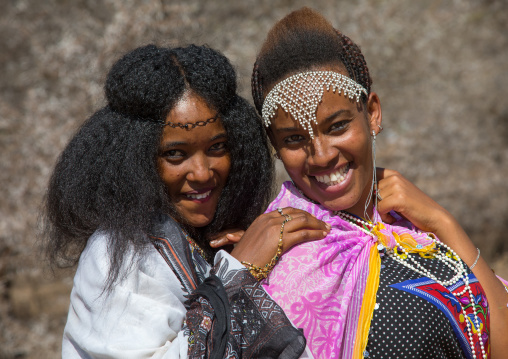 Borana young women in traditional clothing during the Gada system ceremony, Oromia, Yabelo, Ethiopia