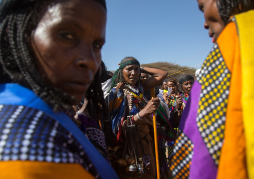 Women in traditional clothing during the Gada system ceremony in Borana tribe, Oromia, Yabelo, Ethiopia