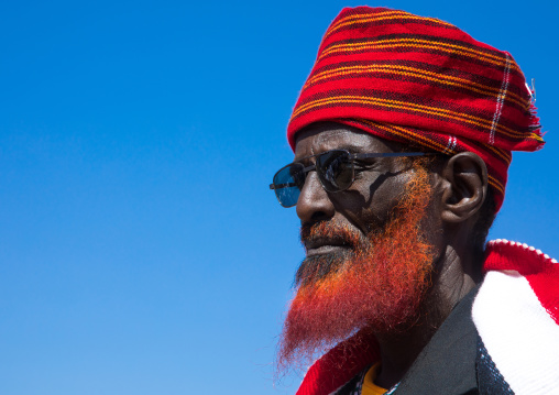 Portrait of a Borana tribe elder with a red beard during the Gada system ceremony, Oromia, Yabelo, Ethiopia