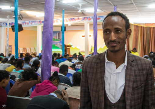 Evangelist pastor Mohamed who converted from islam to christianity inside the gospel church, Addis Ababa region, Addis Ababa, Ethiopia