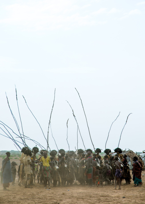 Dimi ceremony in the Dassanech tribe to celebrate circumcision of teenagers, Omo Valley, Omorate, Ethiopia