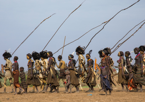 Dimi ceremony in the Dassanech tribe to celebrate circumcision of teenagers, Omo Valley, Omorate, Ethiopia