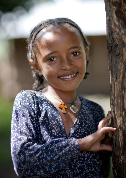 Young wollo girl smiling, Ethiopia