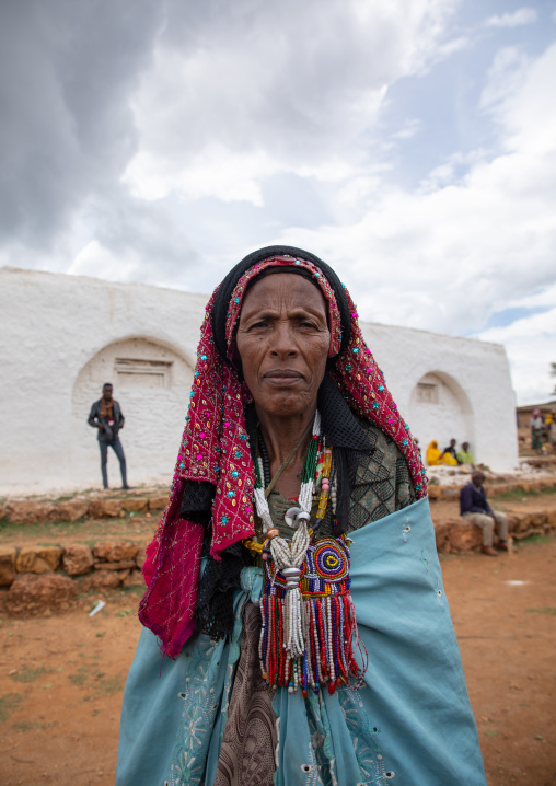 Oromo pilgrim woman in Sheikh Hussein shrine, Oromia, Sheik Hussein, Ethiopia