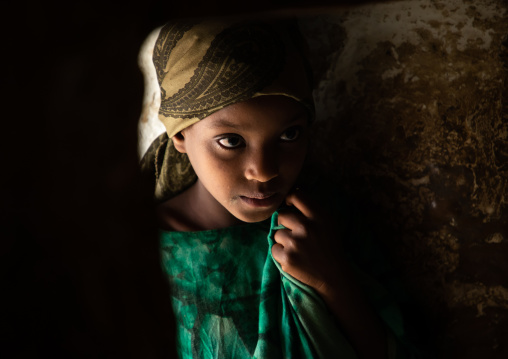 Oromo pilgrim girl inside the shrine of sufi Sheikh Hussein , Oromia, Sheik Hussein, Ethiopia