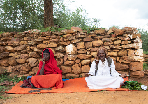 Oromo pilgrims couple in the shrine of sufi Sheikh Hussein , Oromia, Sheik Hussein, Ethiopia