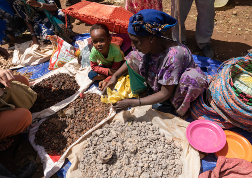 Busy insence market with oromo pilgrims, Oromia, Sheik Hussein, Ethiopia