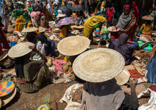 Busy market with oromo pilgrims, Oromia, Sheik Hussein, Ethiopia