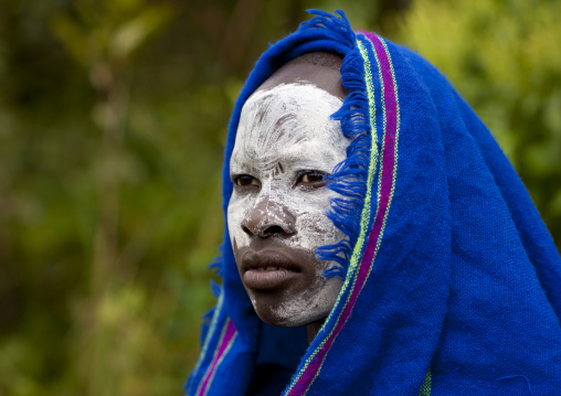 Young Suri Woman With Painted Face, Kibbish Village, Omo Valley, Ethiopia