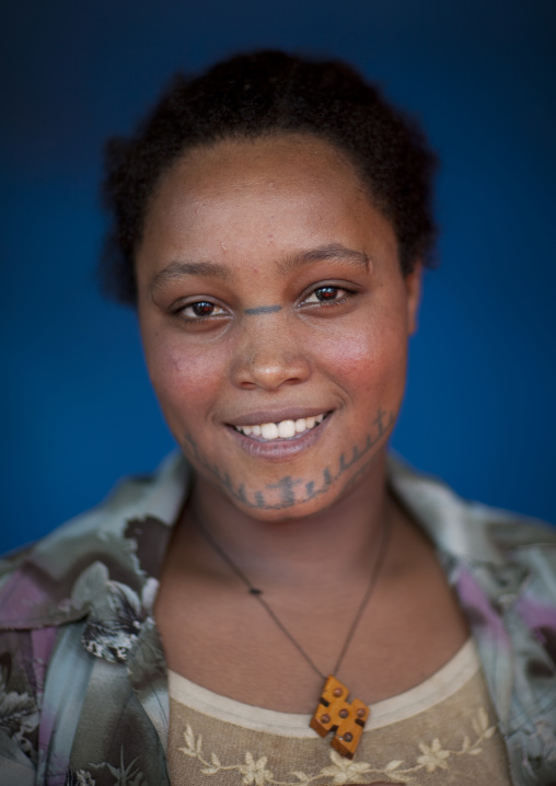 Woman with tattoos on the face, Ethiopia
