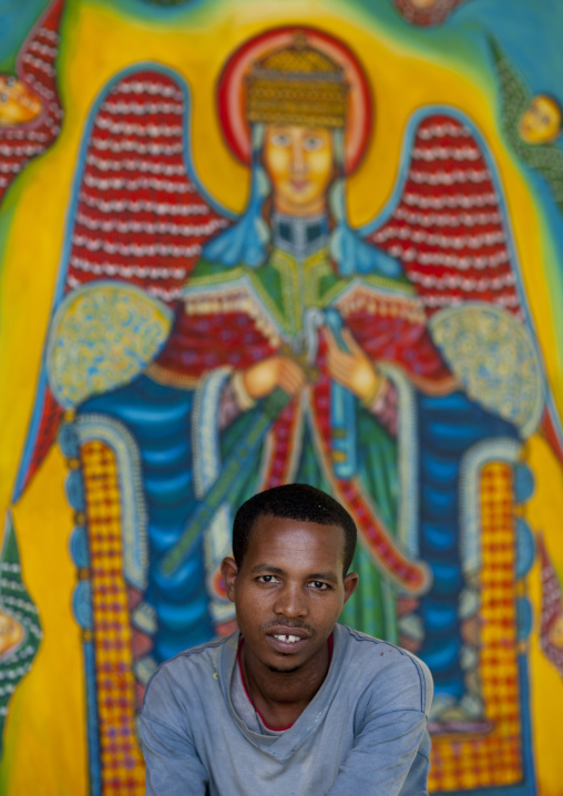 Man in the church of the village of kite, Ethiopia