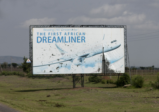 Boeing hoarding on the edge of the road, Ethiopia