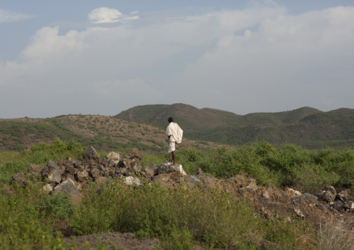 Karrayyu Man Standing On Stones, Ethiopia