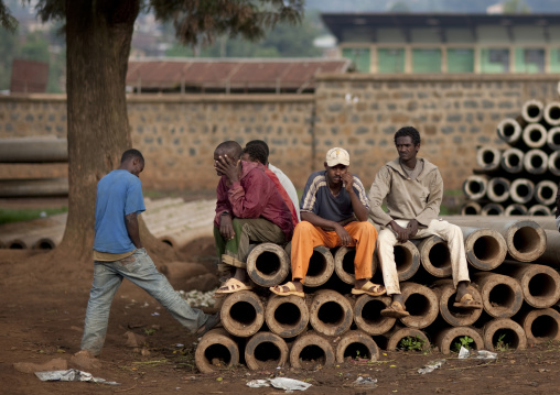 Oromo Men Waiting For Work, Woliso Market, Ethiopia