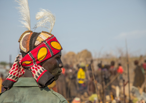 Warrior during the proud ox ceremony in Dassanech tribe, Turkana County, Omorate, Ethiopia