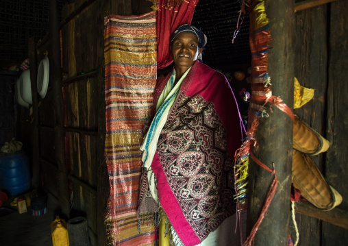 Gurage woman inside her traditional house, Gurage Zone, Butajira, Ethiopia