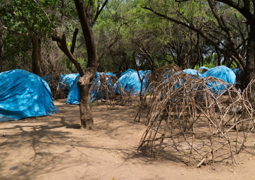 Sudanese Toposa tribe refugee camp, Omo Valley, Kangate, Ethiopia