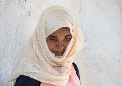 Portrait of a veiled harari woman, Harari Region, Harar, Ethiopia