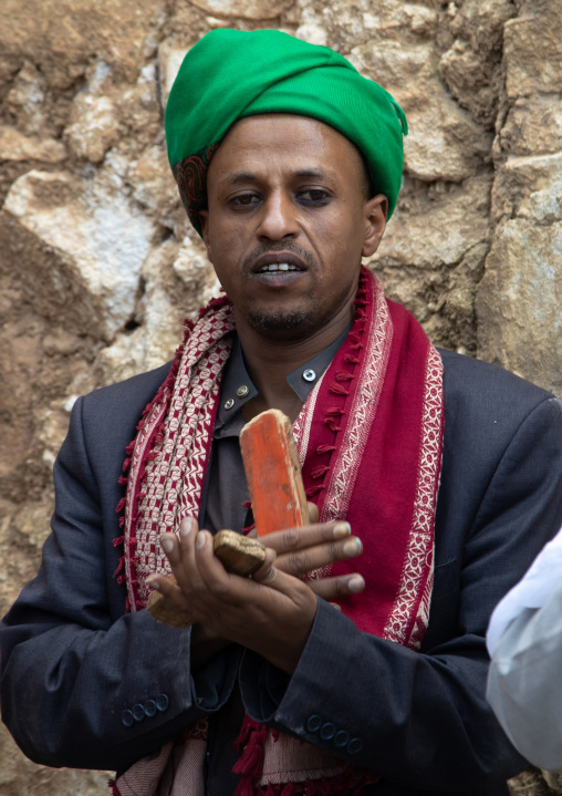 Harari islamic cleric during a sufi celebration, Harari Region, Harar, Ethiopia