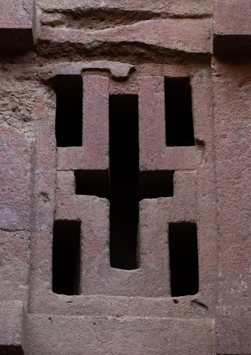 Monolithic rock-cut church window, Amhara Region, Lalibela, Ethiopia