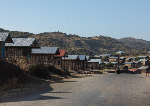 New houses built along the road, Amhara Region, Lalibela, Ethiopia