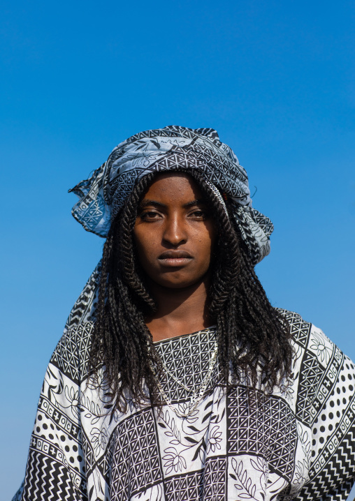 Portrait of a beautiful afar woman, Afar region, Mile, Ethiopia