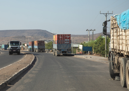 Trucks coming from djibouti port, Afar region, Logiya, Ethiopia