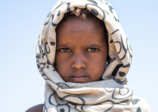 Portrait of a somali girl with a scarf on the head, Afar Region, Gewane, Ethiopia