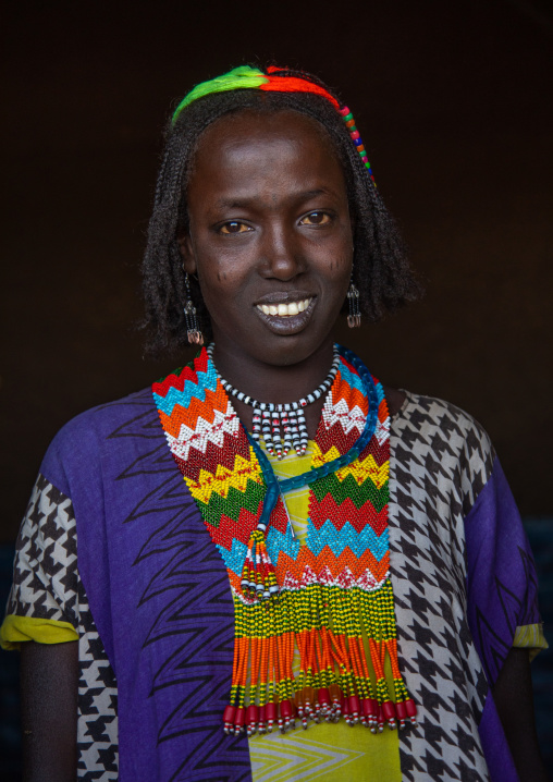 Oromo woman with a beaded necklace, Oromia, Mileso, Ethiopia