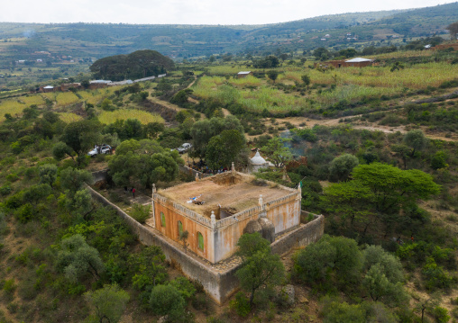 Aerial view of a mosque in the countryside, Harari Region, Harar, Ethiopia