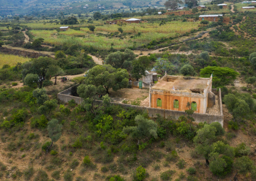 Aerial view of a mosque in the countryside, Harari Region, Harar, Ethiopia