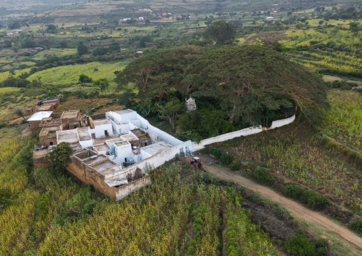 Aerial view of muslim holy site in the countryside, Harari Region, Harar, Ethiopia