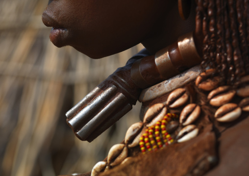 Hamer Tribe Iron Necklace Detail Worn By A Married Woman, Omo Valley, Ethiopia