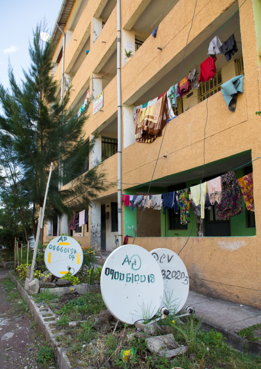 Popular and middle class new apartments blocks with satellite dishes, Addis Ababa Region, Addis Ababa, Ethiopia