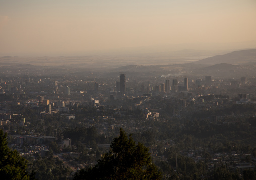 A panoramic view of the town from Entoto mountain, Addis Ababa Region, Addis Ababa, Ethiopia