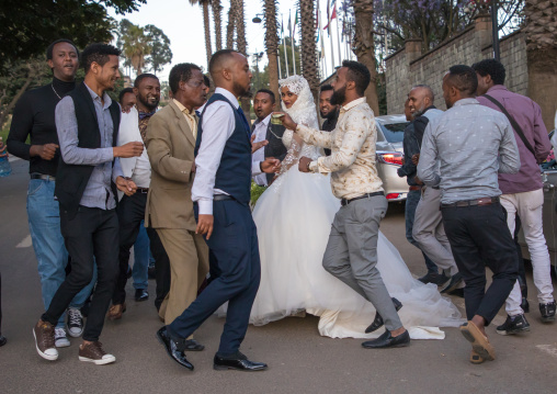 Muslim wedding celebration in the street, Addis Ababa Region, Addis Ababa, Ethiopia