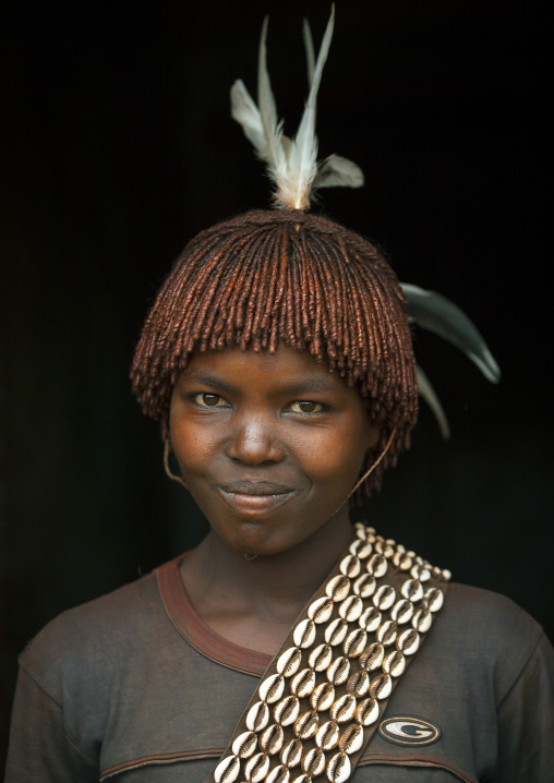 Bana Tribe Woman With Traditional Hairstyle And Shelves, Key Afer, Omo Valley, Ethiopia