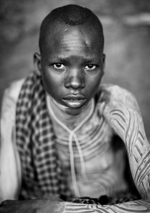 Suri Tribe Boy With A Painted Body, Kibish, Omo Valley, Ethiopia