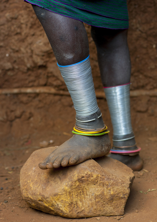 Detail of feet ankelts on a Suri tribe woman, Kibish, Omo valley, Ethiopia