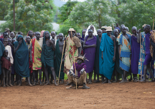 Suri tribe people at a ceremony organized by the government, Kibish, Omo valley, Ethiopia