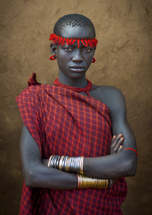 Miss Domoget, Bodi Tribe Woman With Headband, Hana Mursi, Omo Valley, Ethiopia