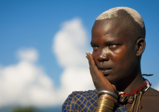 Bodi Tribe Woman With Hair Decorated With Ashes, Hana Mursi, Omo Valley, Ethiopia