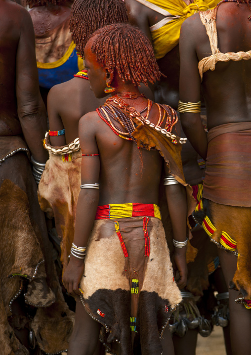 Hamer Tribe Girl During Bull Jumping Ceremony, Turmi, Omo Valley, Ethiopia