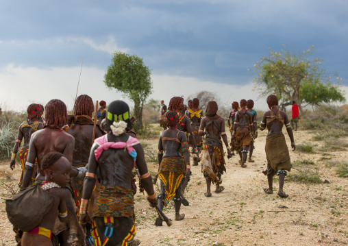 Hamar Tribe Women With Whipped Backs At Bull Jumping Ceremony, Turmi, Omo Valley, Ethiopia