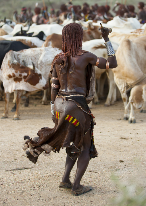 Hamar Tribe Woman Asking To Be Whipped During Bull Jumping Ceremony, Turmi, Omo Valley, Ethiopia