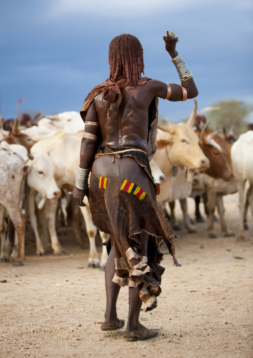 Hamar Tribe Woman Asking To Be Whipped During Bull Jumping Ceremony, Turmi, Omo Valley, Ethiopia