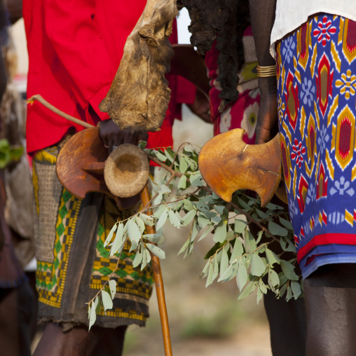 Hamar Tribe Headrests At Bull Jumping Ceremony, Turmi, Omo Valley, Ethiopia