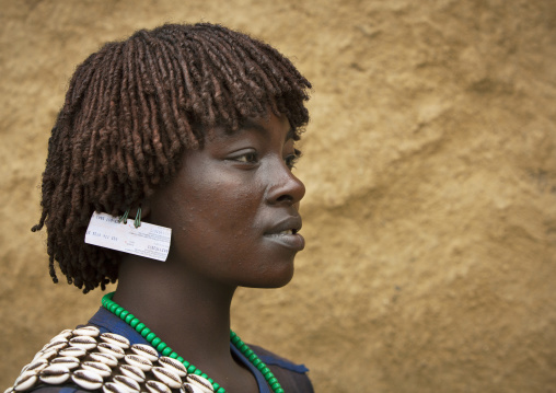 Miss Semba, Bana Tribe Woman, With Sim Cards As Earrings, Key Afer, Omo Valley, Ethiopia
