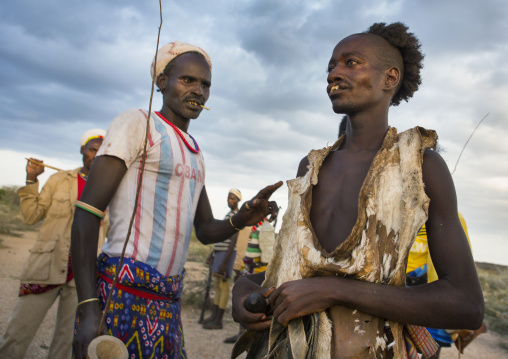 Hamar Tribe Men And Whippers At Bull Jumping Ceremony, Turmi, Omo Valley, Ethiopia