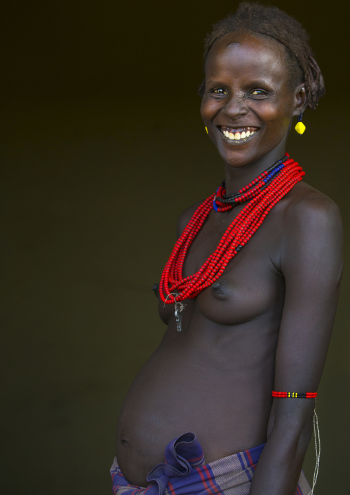 Pregnant Dassanech Tribe Woman, Omorate, Omo Valley, Ethiopia
